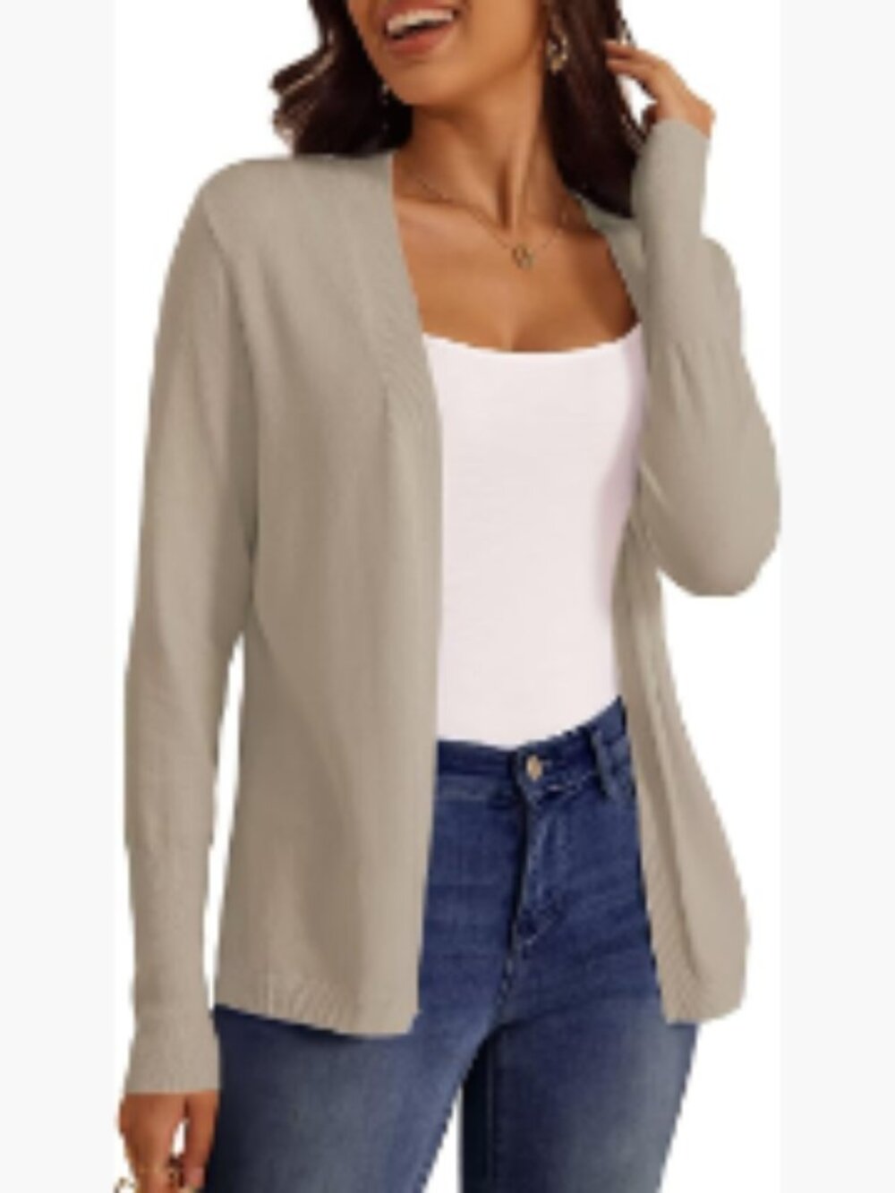 Open Front Cropped Long Sleeve Lightweight Knit Cardigan Sweater